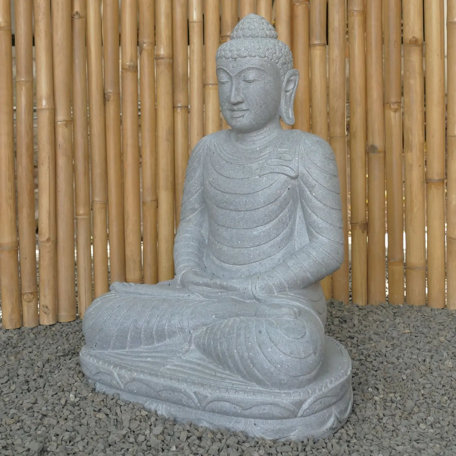  Product image 2 of the product “Seated Buddha made of Riverstone in Dhyana position - gesture of meditation, H. 80cm. ”